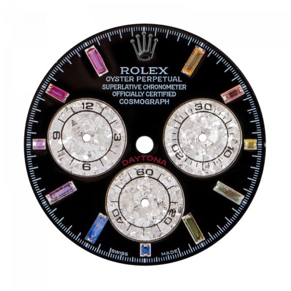 Custom Black Dial with rainbow hour markers for Rolex Daytona