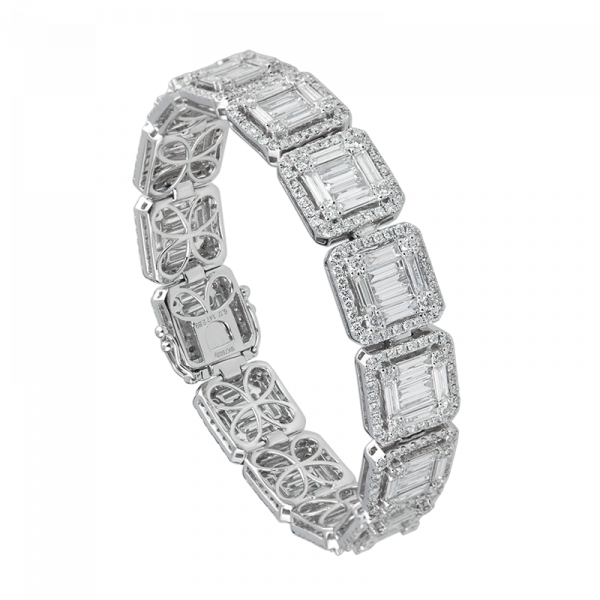 T4D White Gold Diamond Squared Bracelet