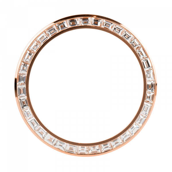 Custom Rose Gold Baguette-Cut Diamonds Bezel for Rolex Daytona