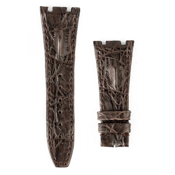 Custom dark brown hornback crocodile strap for AP Royal Oak