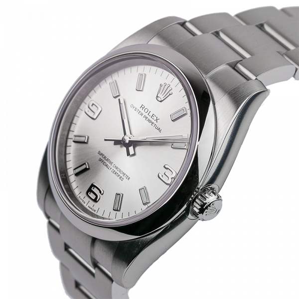 Rolex Oyster Perpetual 34mm Silver/Arab Oyster 114200