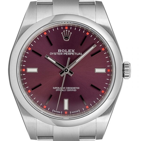 Rolex Oyster Perpetual 39 Steel Red Grape Dial Steel 114300