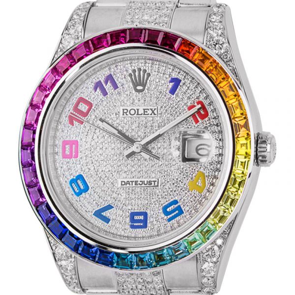 Rolex DateJust II 41 Steel Diamond Set Rainbow Watch 116334