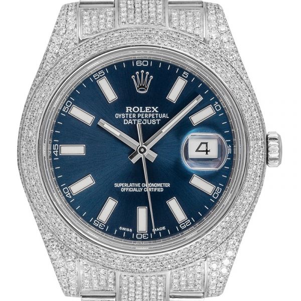 Rolex Datejust 41 Custom Diamond Set with Blue Dial 126300
