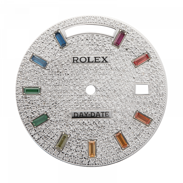Custom Diamond Paved Rainbow Dial for Rolex Day-Date 40
