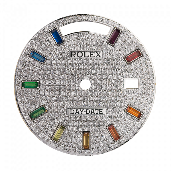 Custom Diamond Paved Rainbow Dial for Rolex Day-Date 36