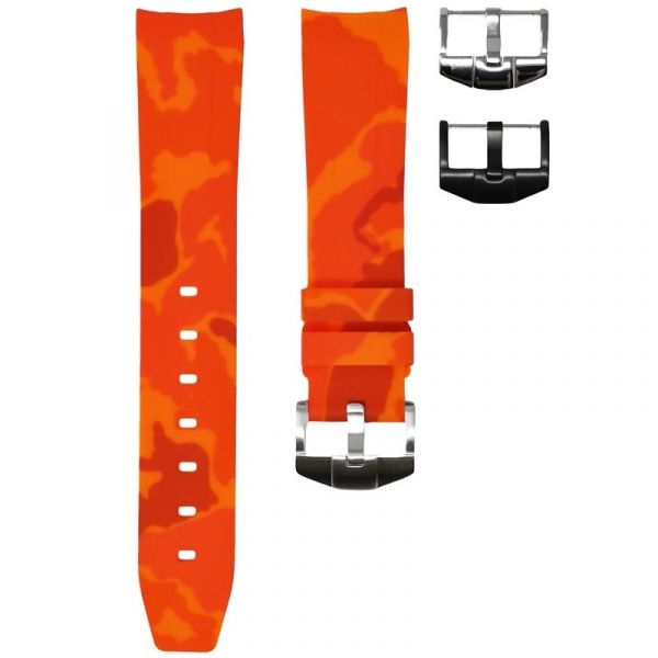 Horus Rubber Strap for Rolex Watches 20mm lug width - Orange Camo