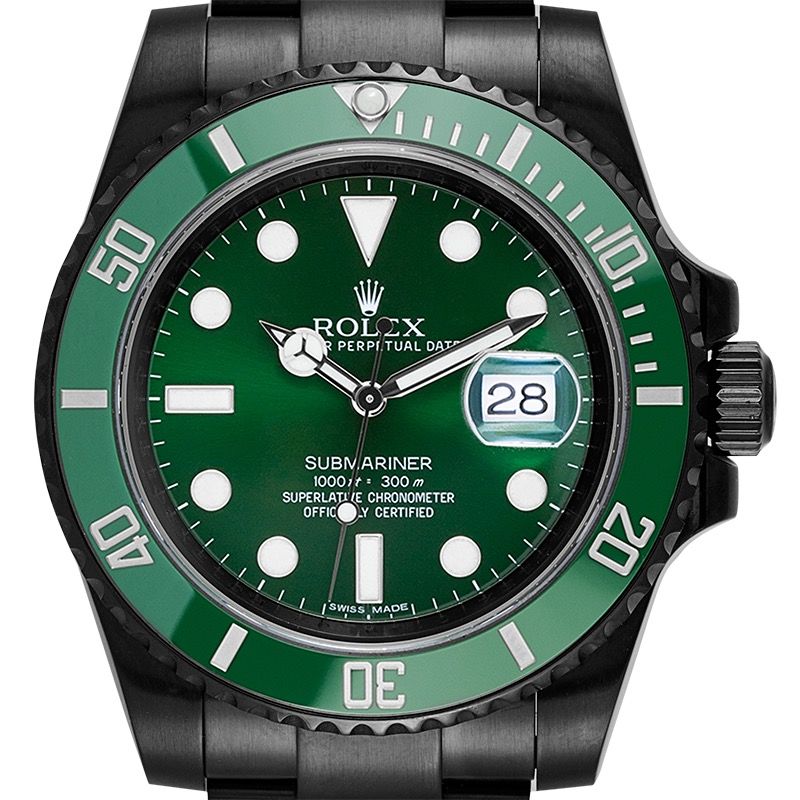 Custom Black PVD Rolex Submariner Date Green Dial Hulk