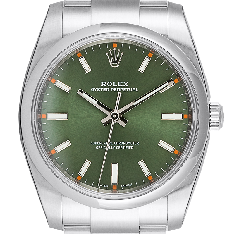 Rolex Oyster Perpetual 34 Steel Olive Green Dial 114200